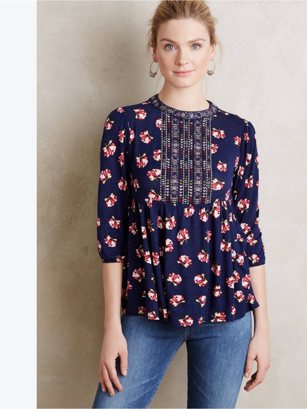 Anthropologie One September Marlee Bib Tee Top  Size Small